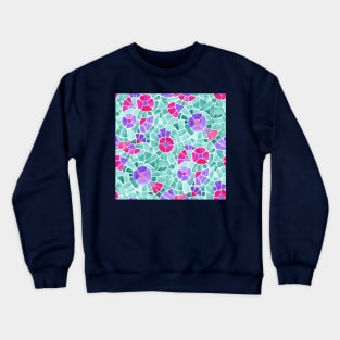 Pink Mosaic Flowers Crewneck Sweatshirt